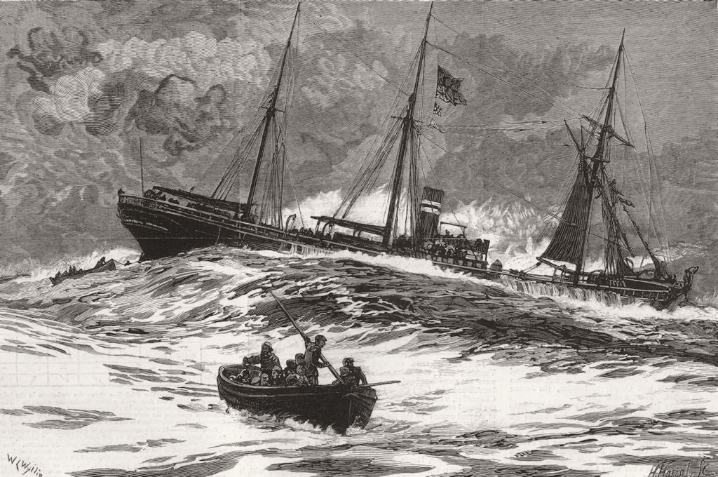 SCOTLAND. Loss of Clan Macduff-boats, ship 1881 old antique print picture